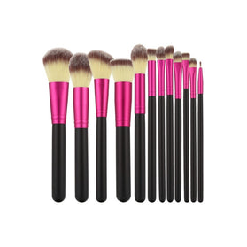 Haarspullen Make-Up Brush Black&Pink Set - 12st.