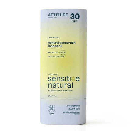 Attitude Sensitive Face Stick Mineral Sunscreen SPF30 Oat Geurloos - 20gr.