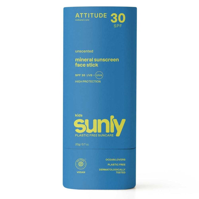 Attitude Sunly Kids Gezicht & Lippen Zonnebrand SPF 30 - Plastic Free - 20g