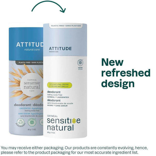 Attitude Unscented Baking Soda Free Deodorant - 85gr