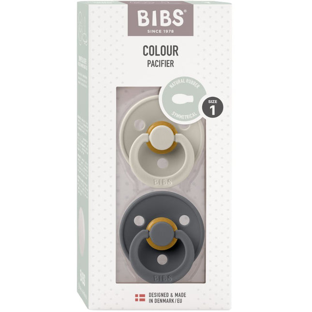 BIBS Colour 2 Pack Spenen Symmetrical - Sand/Iron Maat 1