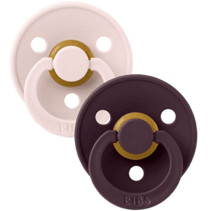 BIBS Colour Round Natural Rubber Petal/Plum - 2pcs