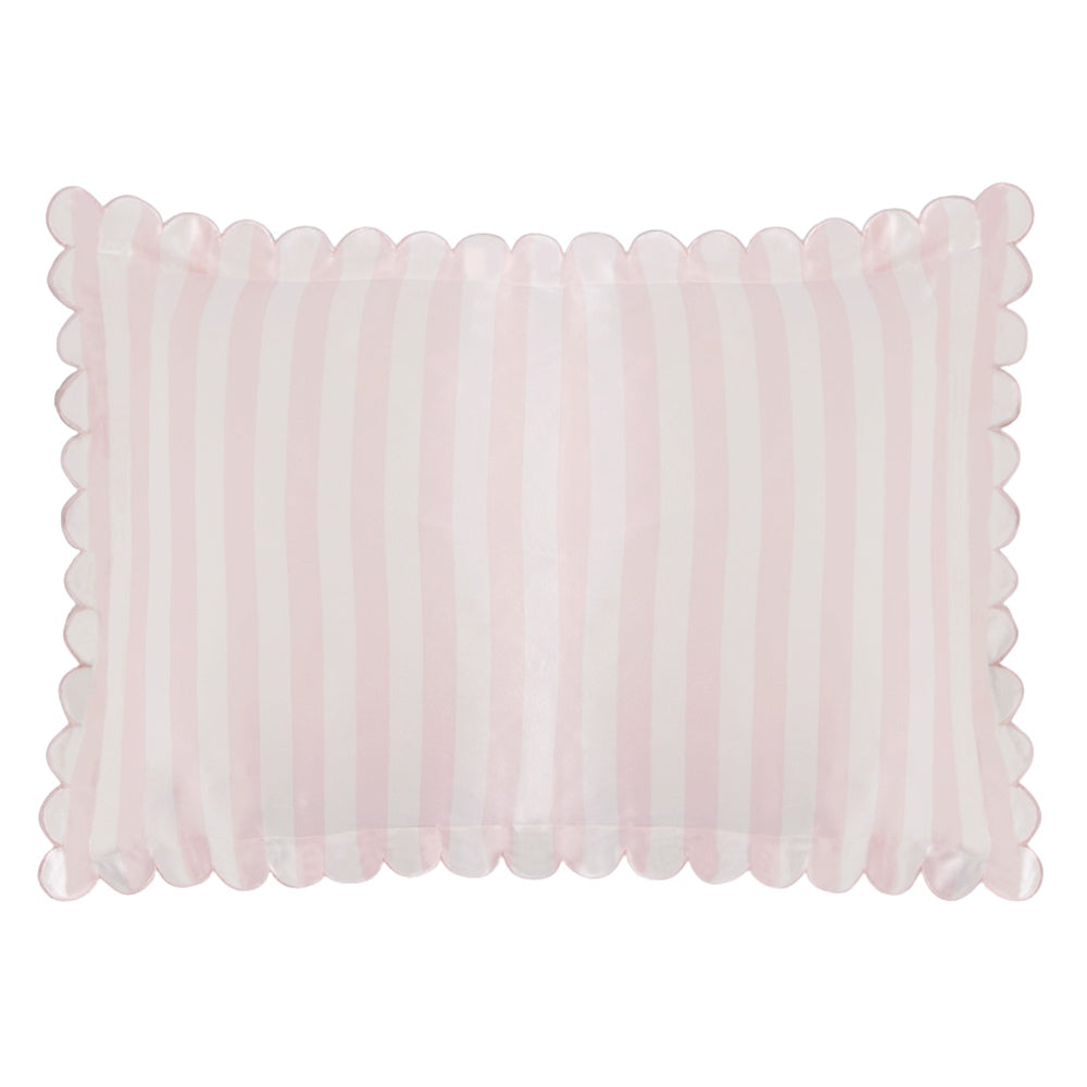 Dore & Rose Scallop Edge Pillowcase Pink/White Stripe - 60x70cm