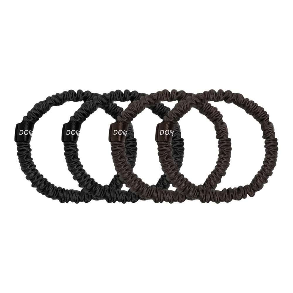 Dore & Rose Scrunchie Set Black/Brown - 4x1cm