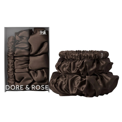 Dore & Rose Scrunchie Set Brown - 1/2/3cm