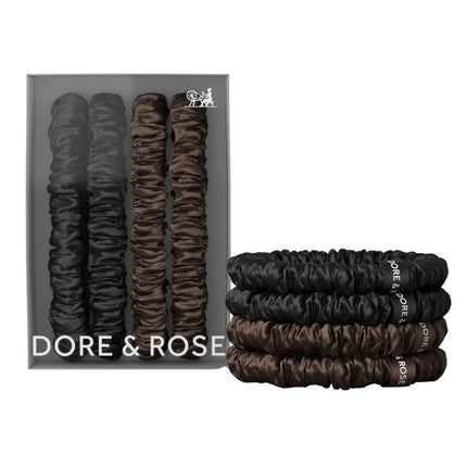 Dore & Rose Scrunchie Set Dark Brown - 4x1cm