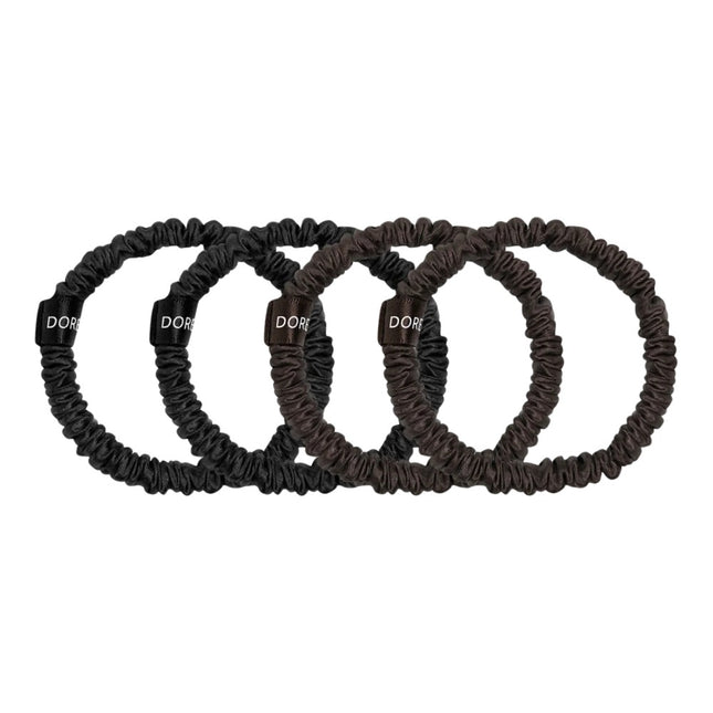 Dore & Rose Scrunchie Set Dark Brown - 4x1cm