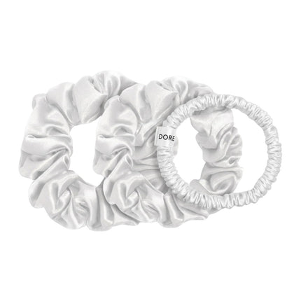 Dore & Rose Scrunchie Set White - 1/2/3cm