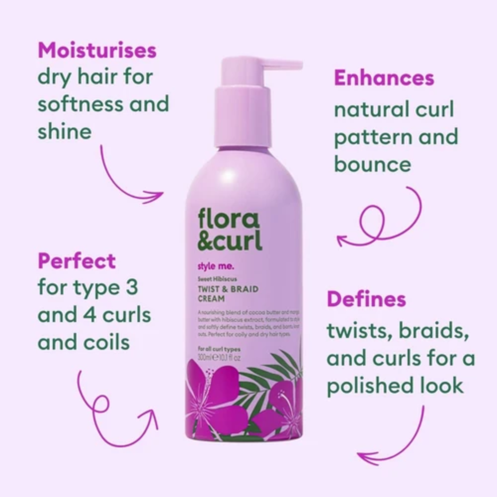 Flora & Curl Style Me Twist & Braid Cream Sweet Hibiscus - 300ml
