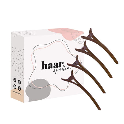 Haarspullen Haarclips bruin - 4st