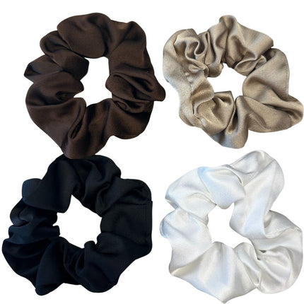 Haarspullen Latte/brown nude scrunchie set - 4pcs