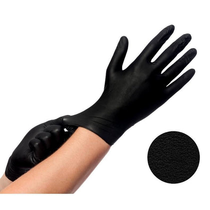 Haarspullen Nitrile Handschoen Zwart Poeder/Latex vrij - 100stuks