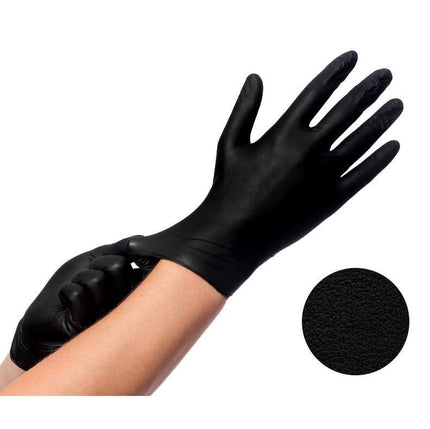 Haarspullen Nitrile Handschoen Zwart Poeder/Latex vrij - 100stuks