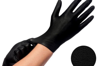 Haarspullen Nitrile Handschoenen Zwart Poeder/Latex vrij - 100stuks