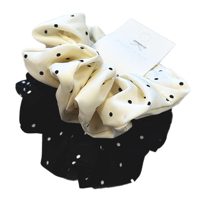 Haarspullen Scrunchie Polka Dot Set - Black/White
