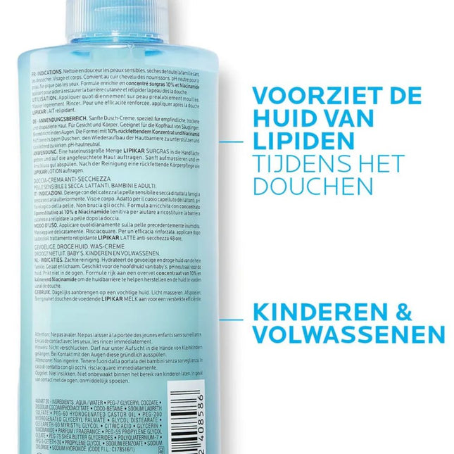 La Roche-Posay Lipikar Surgras Droge Huid Douche-Crème - 400ml