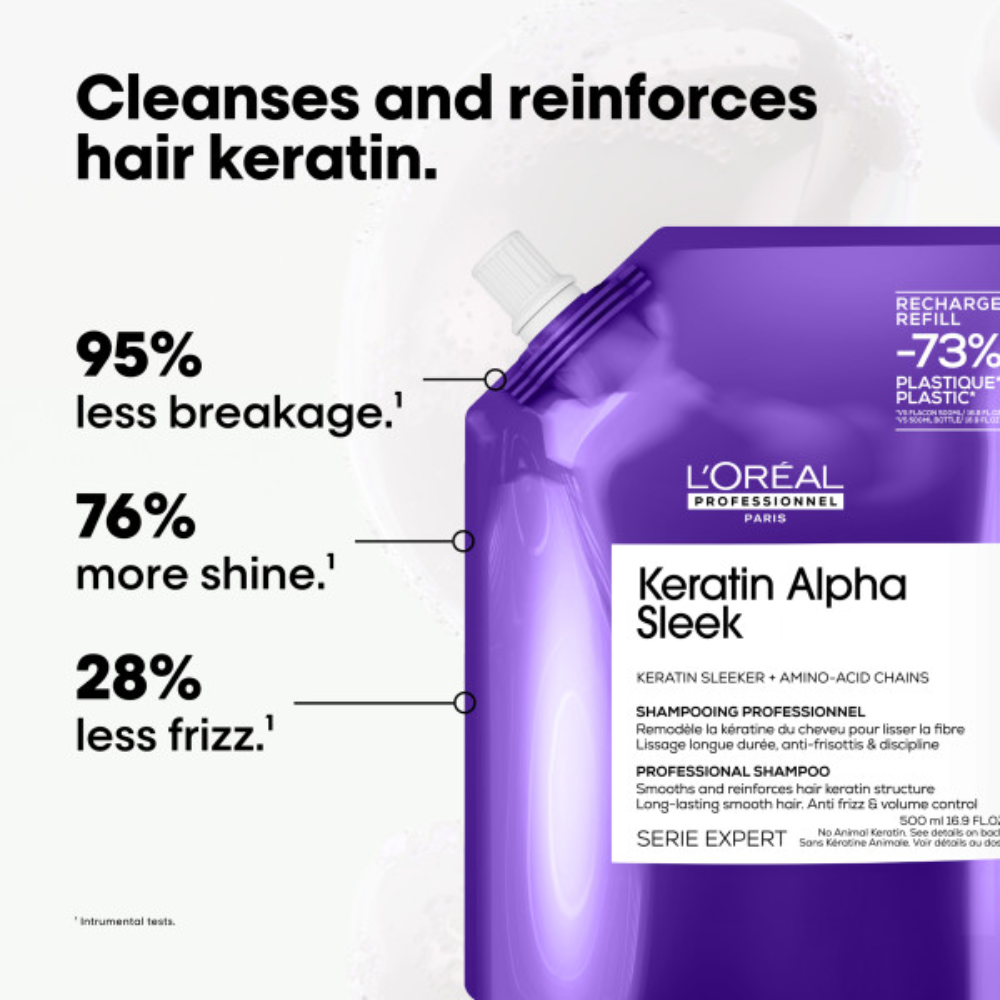 L'Oréal Professionnel Keratin Alpha Sleek Shampoo Refill - 500ml