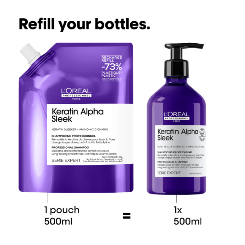 L'Oréal Professionnel Keratin Alpha Sleek Shampoo Refill - 500ml