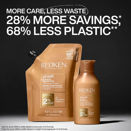 Redken All Soft Shampoo Refill Set - 300ml + 500ml
