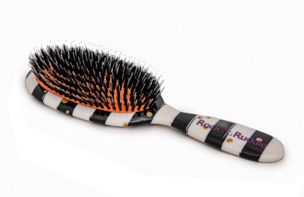 Rock & Ruddle Haarborstel Black & White Stripes With Gold Dots