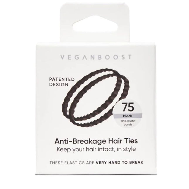 Veganboost Anti-Breakage Hair ties Black - 75pcs