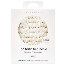 Veganboost Satin Scrunchies White Small  - 8pcs